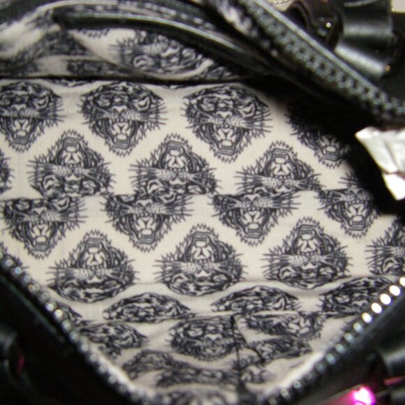 Ed Hardy Tiger Rhinestone Satchel Crossbody Bag Black NWT - Picture 13 of 16